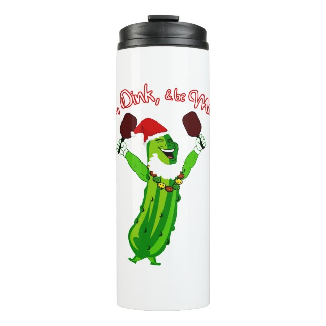 Christmas Pickleball Santa Hat Pickle Thermal Tumbler (Front)