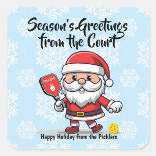 Christmas pickleball Santa Square Sticker