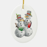 Christmas Pickleball Snowmen Ceramic Ornament at Zazzle
