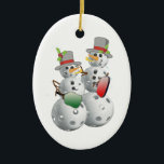 Christmas Pickleball Snowmen Ceramic Ornament<br><div class="desc">2 pickleball snowmen (people) made out of pickleballs</div>