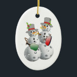 Christmas Pickleball Snowmen Ceramic Ornament<br><div class="desc">2 pickleball snowmen (people) made out of pickleballs</div>