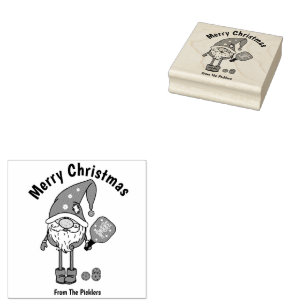 Christmas pickleball square rubber stamp