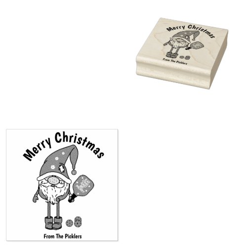 Christmas pickleball  square rubber stamp