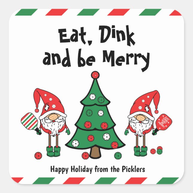 Christmas pickleball  square sticker (Front)