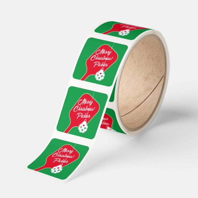 Christmas pickleball stickers for Holiday party (Roll)