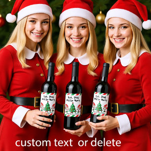 Christmas pickleball wine label