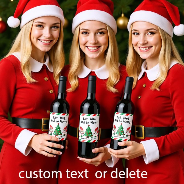 Christmas pickleball wine label (Christmas pickleball wine label, custom text)