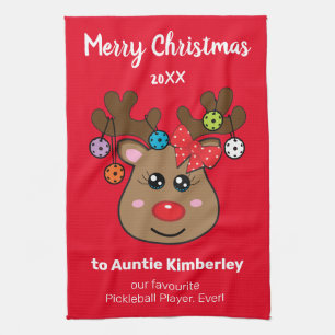 Christmas pickleball with Reindeer Girl Kitchen To Towel