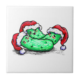 Christmas Pickles Ceramic Tile