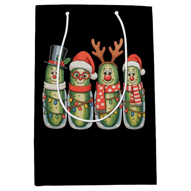 Christmas Pickles Funny Xmas Festive Holiday Medium Gift Bag (Front)