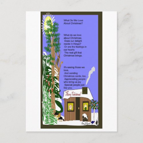 Christmas picture with poem holiday postcard