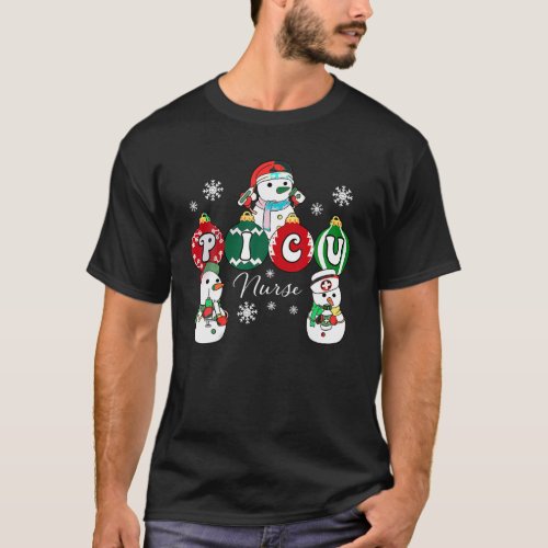 Christmas PICU Nurse Snowman Pediatric ICU Crew Xm T_Shirt