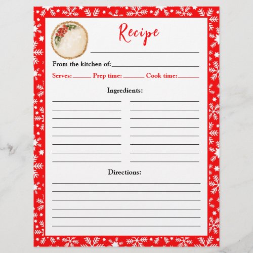 Christmas Pie Red Snowflakes Recipe Page