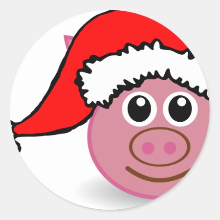 Christmas Pig Classic Round Sticker
