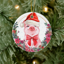 Christmas Pig Cute Piglet Wreath First Christmas