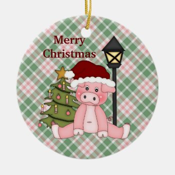 Christmas Pig Holiday Ornament by doodlesfunornaments at Zazzle