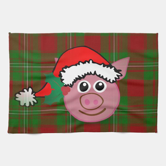 christmas pig kitchen towel (Horizontal)
