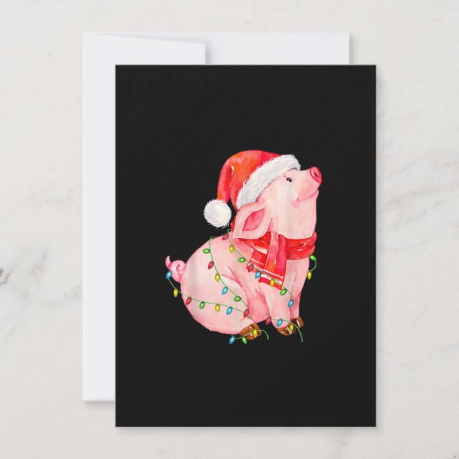 Christmas Pig lights Santa Hat Gifts For Boys Men  Invitation (Front)