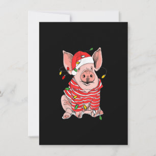 Christmas Pig lights Santa Hat Gifts For Boys Men Invitation
