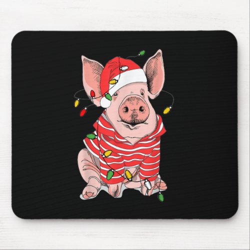 Christmas Pig lights Santa Hat Gifts For Boys Men  Mouse Pad