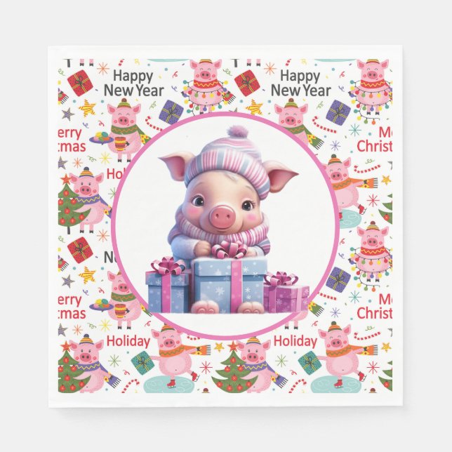 Christmas Pig  Napkins (Front)