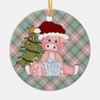 Christmas Pig Ornament by doodlesfunornaments at Zazzle
