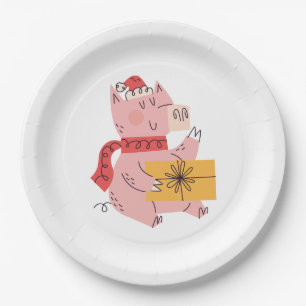 Christmas pig paper plates