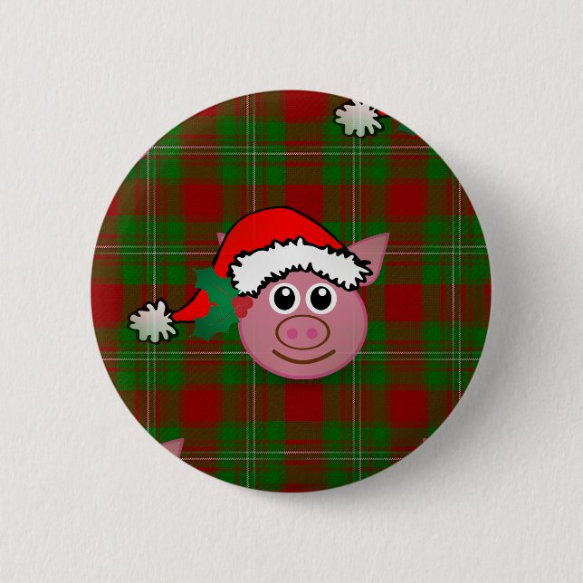 christmas pig pinback button (Front)