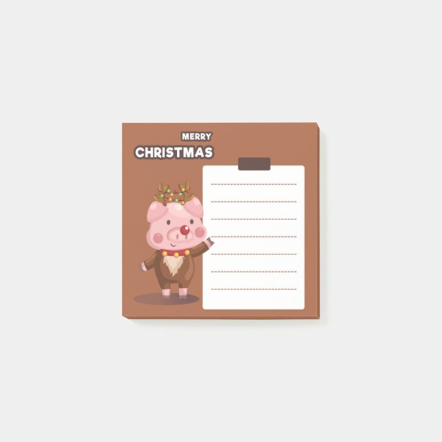 Christmas Pig Reindeer Notes (Front)
