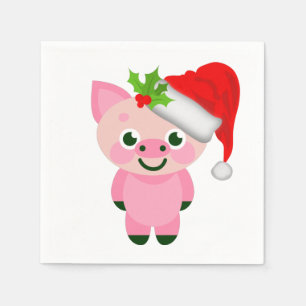 christmas pig santa claus napkins