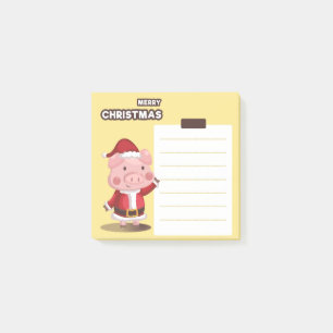 Christmas Pig Santa Post-It Notes
