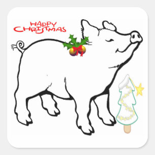 **CHRISTMAS PIG** STICKERS SAYS "MERRY CHRISTMAS