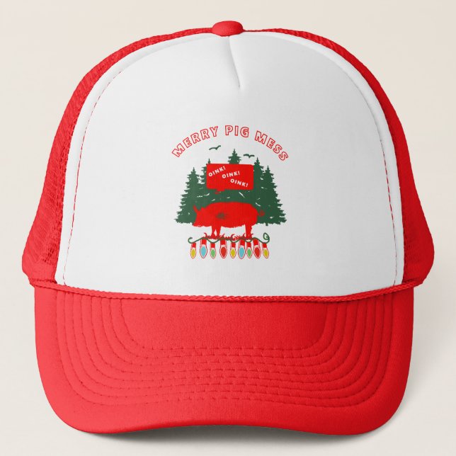 Christmas Pig Trucker Hat (Front)