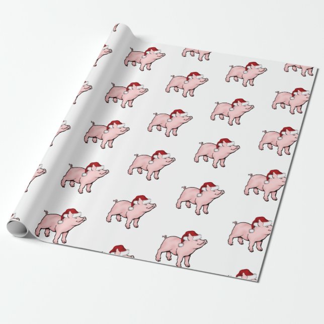 Christmas Pig Wrapping Paper (Unrolled)