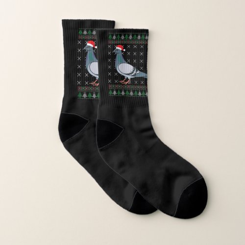 Christmas Pigeon Funny Bird Lover Xmas Gift Socks