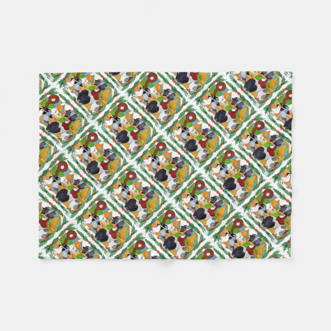 Christmas Pigeons Fleece Blanket (Front (Horizontal))
