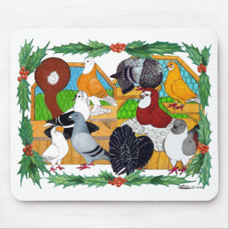 Christmas Pigeons Mouse Pad