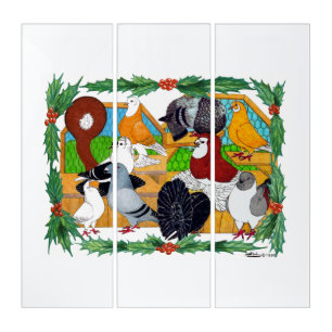 Christmas Pigeons Triptych