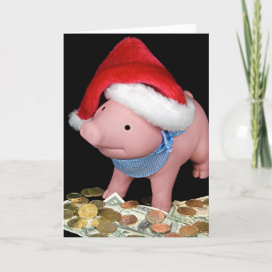 Christmas Piggy Bank On Money Card