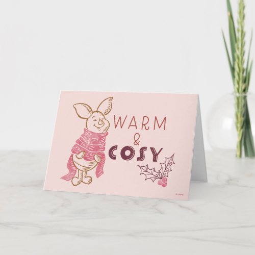 Christmas Piglet  Warm  Cosy Card