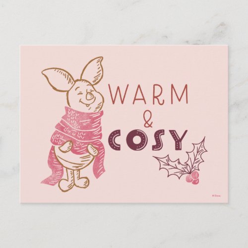 Christmas Piglet  Warm  Cosy Postcard
