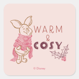 Christmas Piglet   Warm & Cosy Square Sticker