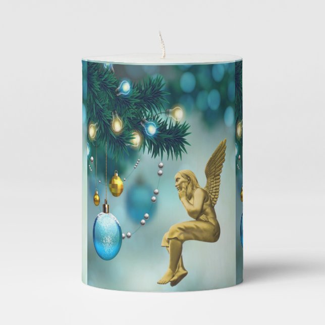 Christmas Pillar Candle, Angel Candle (Front)