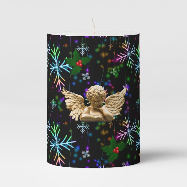 Christmas Pillar Candle, Angel Pillar Candle (Front)