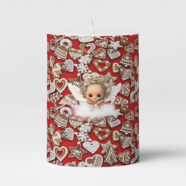 Christmas Pillar Candle, Angel Pillar Candle (Front)
