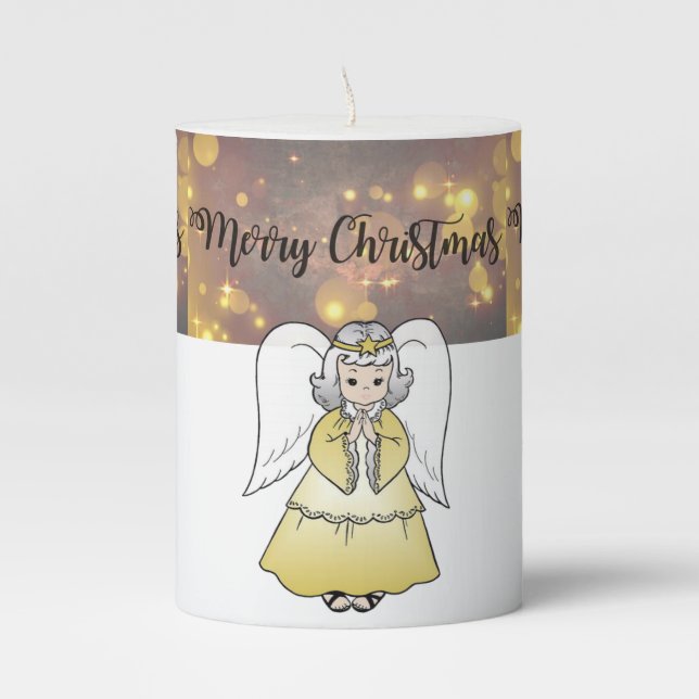 Christmas Pillar Candle, Angel Pillar Candle (Front)
