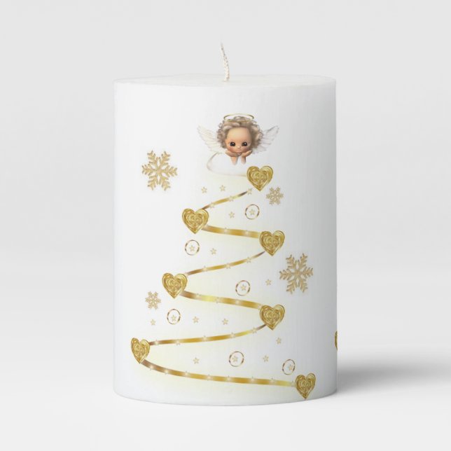 Christmas Pillar Candle, Angel Pillar Candle (Front)