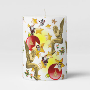 Christmas Pillar Candle, Christmas Angel Candle