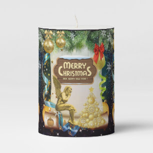 Christmas Pillar Candle, Christmas Angel Candle