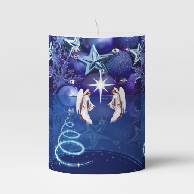 Christmas Pillar Candle, Christmas Angel Pillar Candle (Front)